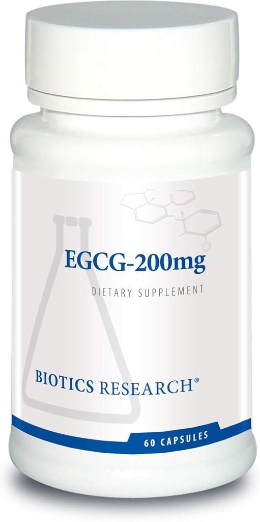 Biotics Research EGCG 200 mg Green Tea Extract, Camellia sinensis, 50% EGCG, Polyphenols, Cardiovascular Support, Neuroprotection, Healthy Immune Function, Maintain Healthy Metabolism, 60 Capsules