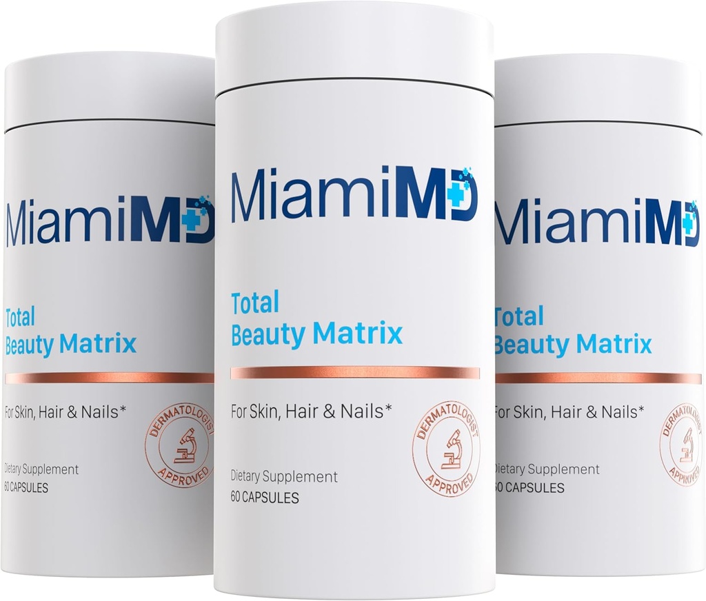 Total Beauty Matrix Collagen Supplements for Women - Collagen Capsules with Vitamin C for Hair, Skin and Nails - Cruelty Free - (60 Capsules) - 3 Pack