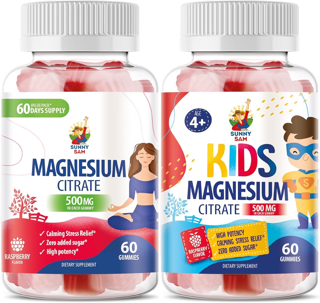 Magnesium Gummies for Kids & Adults - 500mg - Calm Magnesium Chews - Magnesium Citrate Chewable Supplement for Mood & Muscle Support