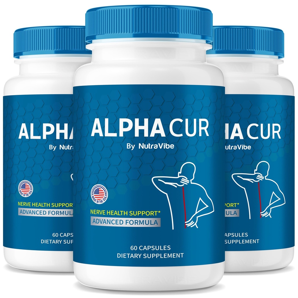 (3 Pack) AlphaCur Capsules, Alphacur for Neuropathy, All Natural AlphaCur Pills for Healthy Nerves, Premium Alpha Cur Pastillas, Review (180 Capsules)