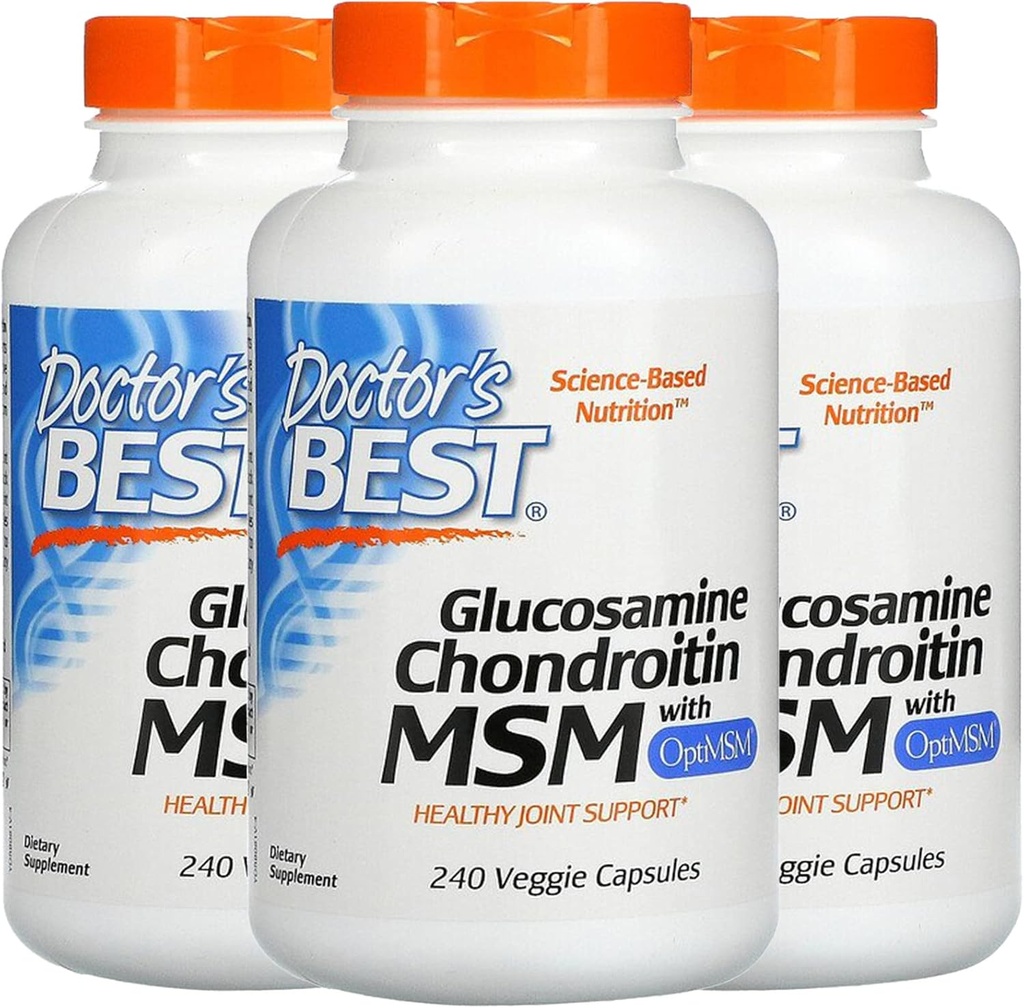 Doctor's BEST, (3 Pack Glucosamine Chondroitin MSM with OptiMSM, 240 Veggie Caps