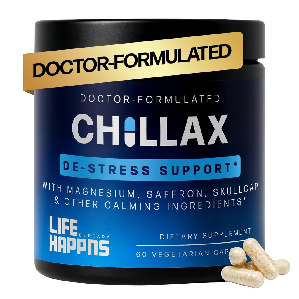 Life Happns Calm & Mood Support for Adults – Doctor-Formulated with Saffron, Magnesium, L-Theanine & Skullcap for Stress Relief & Emotional Balance | Non-Drowsy Natural Relaxation Supplement