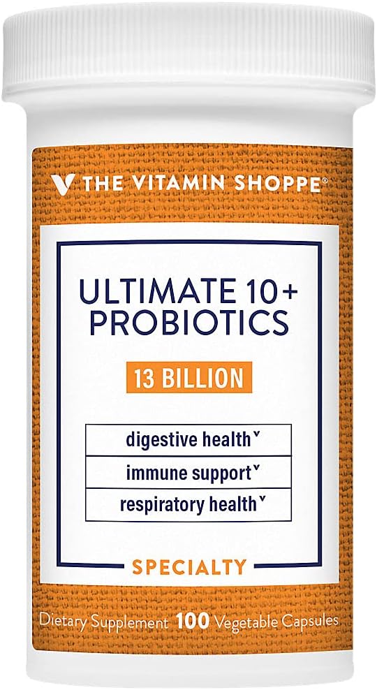 [BRSWGCQ3CV6WCEYZ] The Vitamin Shoppe Ultimate 10+ Probiotics, 13 Billion CFUs for Digestive Health, Immune Support and Respiratory Health (100 Vegetable Capsule)