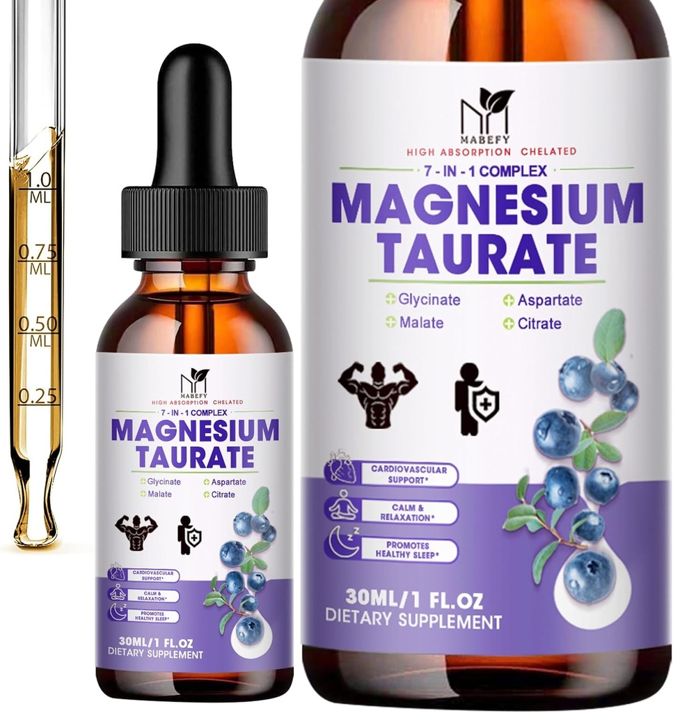 2 Pack | Liquid Magnesium Taurate, Glycinate, Malate, Aspartate, Citrate Calm Magnesium Complex Supplement for Cardiovascular,Sleep,Calm,Cramps Support