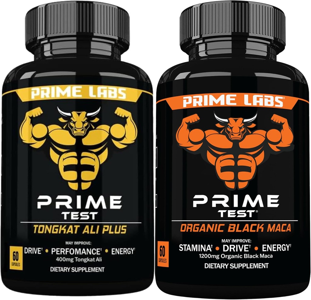 Prime Labs Tongkat Ali Plus (60 ct) + Organic Black Maca Capsules (60 ct)