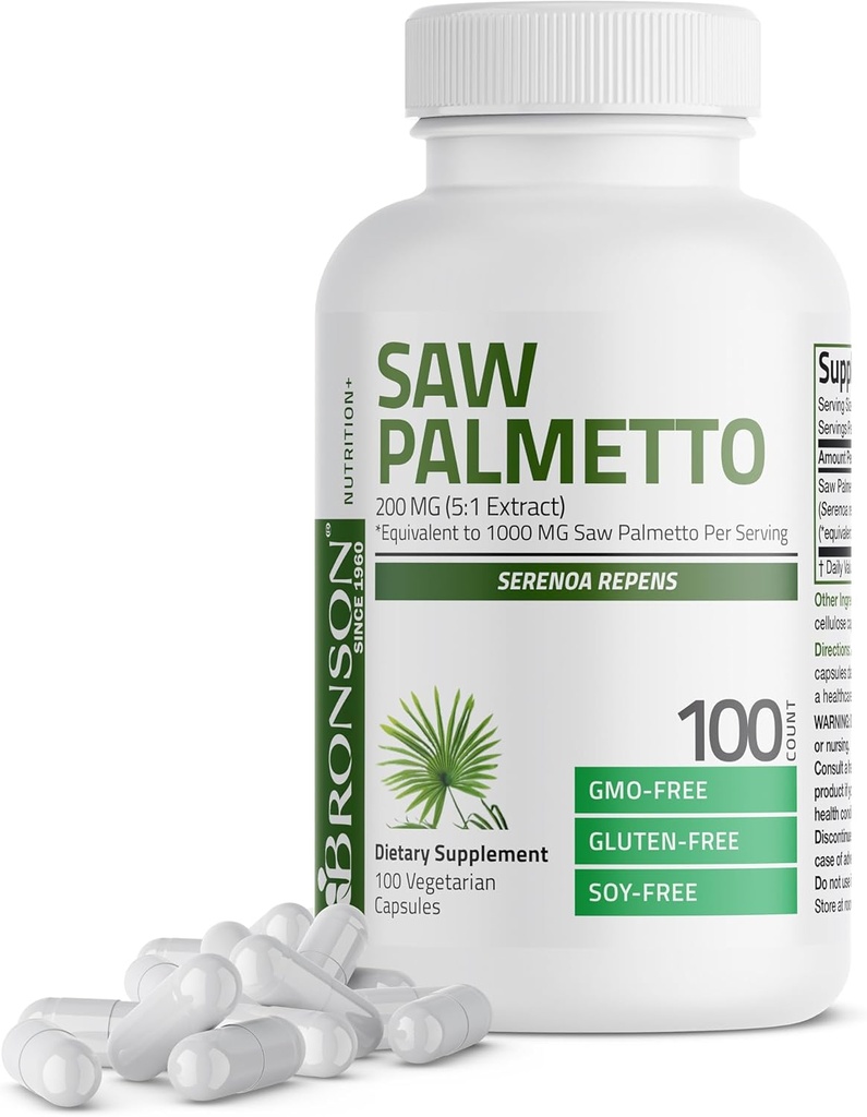 [BRSW2EDRCMNAOEQ2] Bronson Saw Palmetto Extra Strength Supports Healthy Prostate Function & Urinary Health Support - Non GMO, 100 Vegetarian Capsules