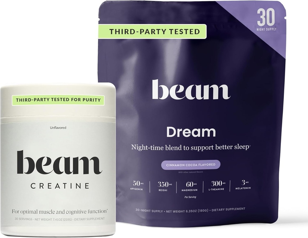Dream Sleep Powder, Sleep Supplement, Beam Creatine, 30 Servings Each