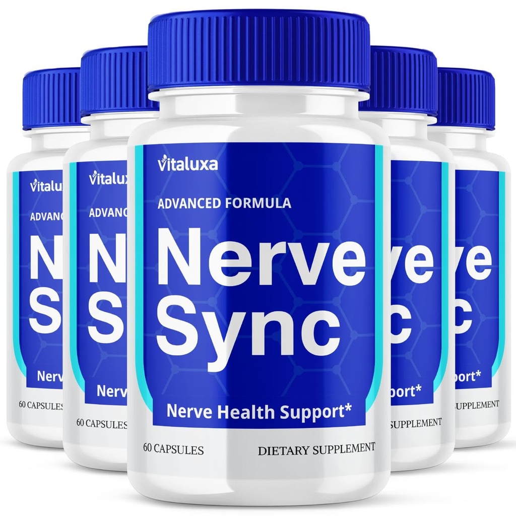 (5 Pack) Nerve Sync Capsules, NerveSync Pills for Neuropathy Brain Health Support Supplement with Premium Blend Vitamins, Nerve Health Function All Natural Maximum Strength Wellness Reviews (300 Ct)