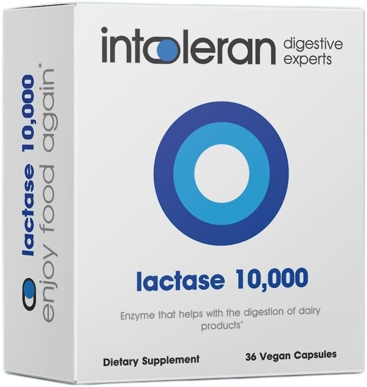 Lactase 10,000 Digestive Enzymes - 36 Capsules | Supplement for Lactose Intolerance | Lactase Enzyme That Helps Digest Dairy & Lactose | High Dosed & Fast Acting | Pure & Vegan | Low FODMAP
