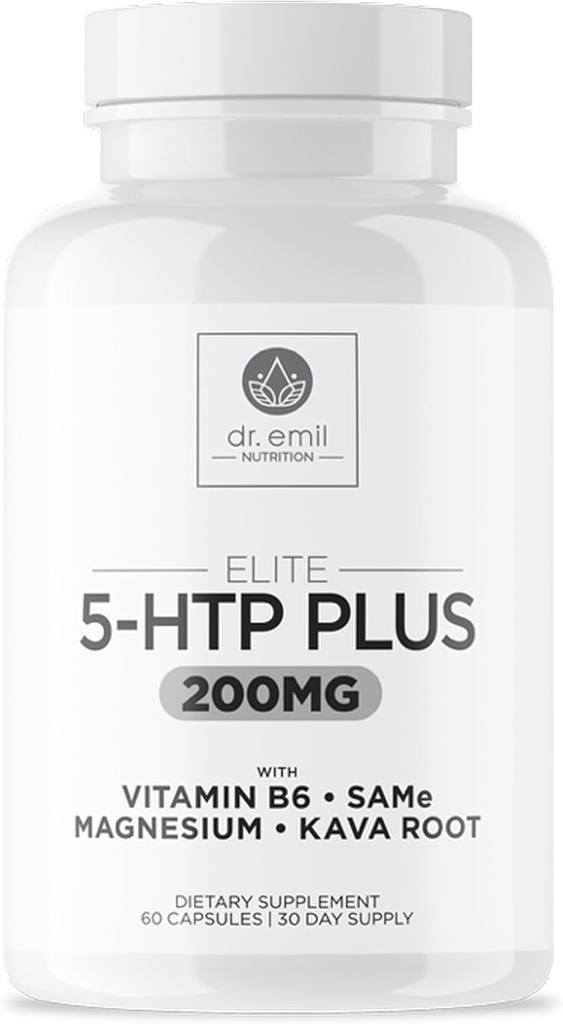 200 MG 5-HTP Elite with Kava Root Extract, Magnesium & SAM-e to Maintain Normal Healthy Sleep & Create a Sense of Wellbeing - 5HTP Supplement with Vitamin B6 - 60 Capsules, 30 Servings