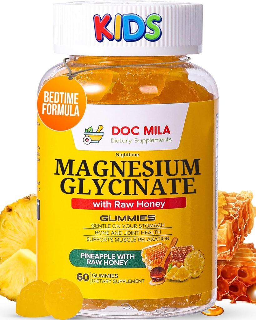 [BRSROHQCPMFAYA3Z] Magnesium Glycinate Gummies 100mg for Kids and Adults- Bedtime Formula, Deep Calm Sleep Supplement - Glicinato de Magnesio