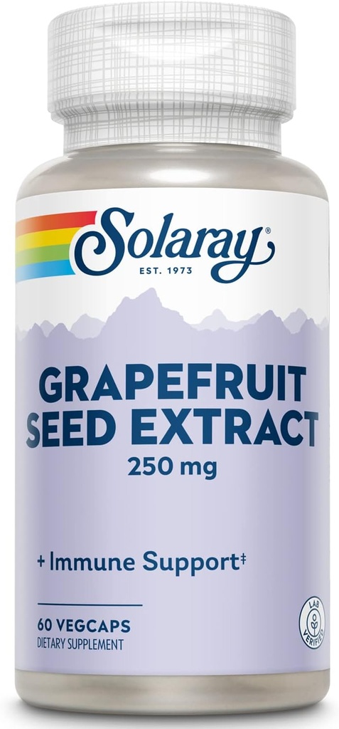 SOLARAY Guaranteed Potency Grapefruit Seed Extract, Veg Cap (Btl-Plastic) 250mg | 60ct