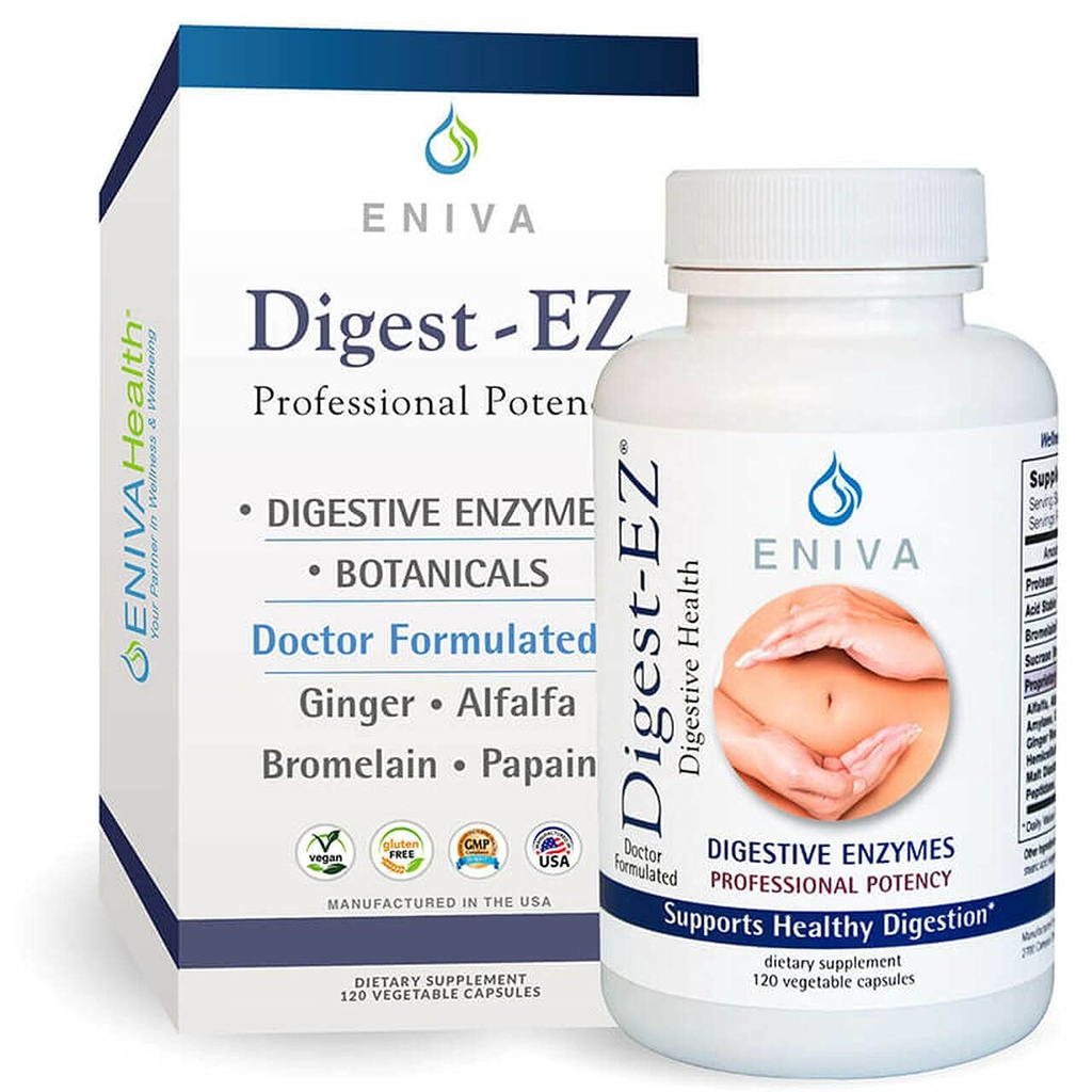 Eniva Digest-EZ Digestive Enzymes Bromelain and Papain Ginger and Alfalfa Blend(120 caps)