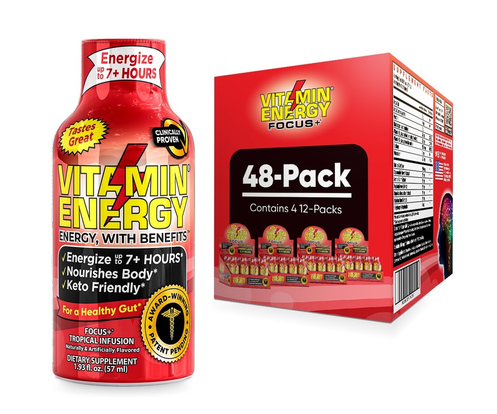 Vitamin Energy Keto Energy Drink Shot, Up to 7+ Hours of Energy, 1.93 Fl Oz, 48 Count