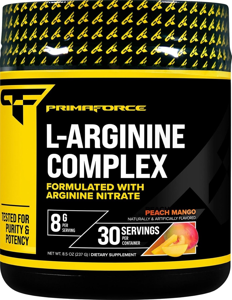 [BRSROHYQDMNA4HQ2] Primaforce L-Arginine Complex Powder (30 Servings Per Bottle | Peach Mango) Powerful Protein Building Supplement for Maximum Gains