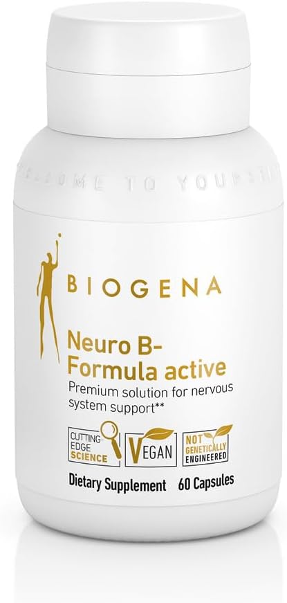 Biogena Vitamin B Complex Capsules with All 8 b-Vitamins B1, B2, B6, B12, folate, niacin, biotin and pantothenic Acid to Support Psyche & Nervous System** - Neuro B-Formula Active Gold