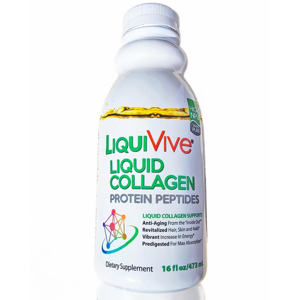LiquiVive Liquid Collagen Protein Peptides Concentrate | Pure Hydrolyzed Super Multi Collagen Hydrolysate Health Drink | Higher Direct Absorption Than Powder Pills & Capsules | Colageno Liquido
