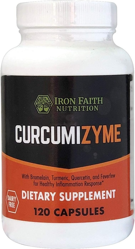 Curcumizyme Joint Relief & Healthy Inflammation Support - Bromelain 500mg /Turmeric 300 mg/Quercetin/Feverfew/Dairy Free / 120 Capsule
