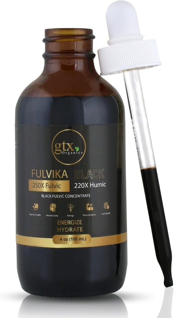 Trace Mineral Drops (400 Servings)(Flavorless) – 74 Minerals from Humic & Fulvic Acid Concentrated, Plant-Based, Supplement Electrolytes Alkaline pH by Fulvika Black, 4 Ounce, 4.0 Fl Oz, Pack of 1