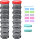 2 Pack 7 Day Pill Organizer Case Stackable Weekly Supplements Vitamins Pills Holder Dispenser Large Translucent Black with Extra Lid