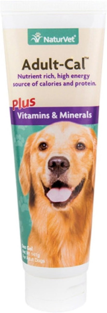 NaturVet Adult-Cal Nutritional Gel Plus Vitamins and Minerals for Dogs, 5 oz Gel, Made in the USA