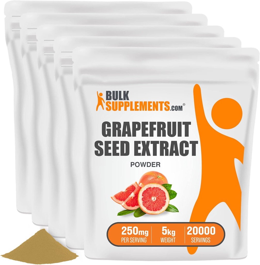 BulkSupplements.com Grapefruit Seed Extract Powder - Grapefruit Seed Supplements, Antioxidant Source - Herbal Supplement, Gluten Free, 250mg per Serving, 5kg (11 lbs) (Pack of 5)