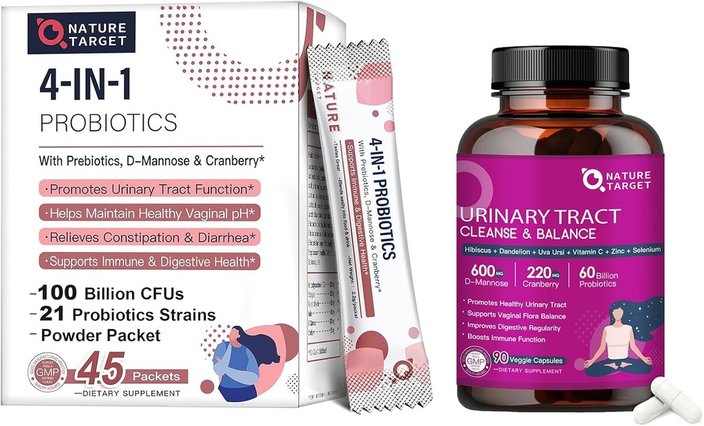 NATURE TARGET Probiotics-for-Women Prebiotics-and-Probiotics-Powder + Probiotics for Women Urinary Tract Health