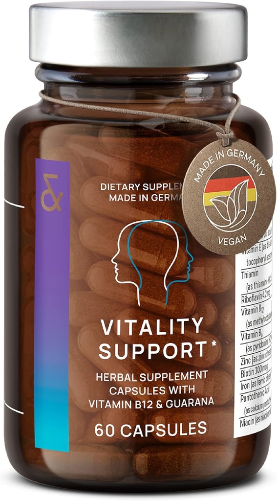 [BRSRMYD4PIORY3L6] CLAV® N°3 Vitality Support - Vegan Multivitamin - Energy & Focus Supplement - Vitamin B Complex - Guarana, Ginseng, Ginkgo Extract - 60 Capsules - 1 Month