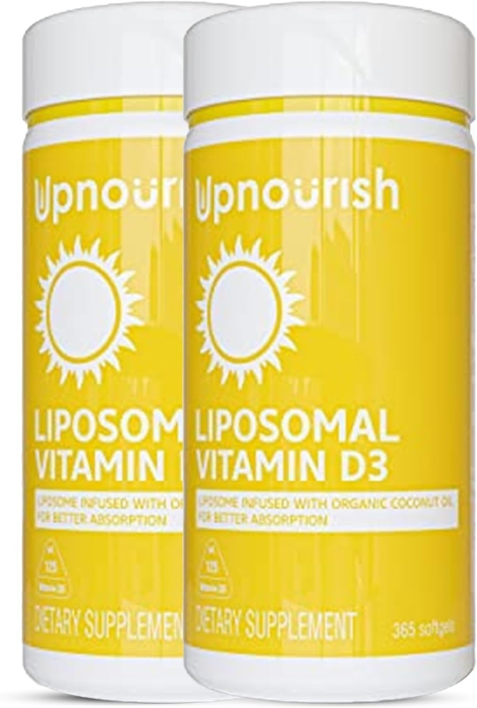 UpNourish 2 Pack - Liposomal Vitamin D 5000 IU 730 softgels, Cholecalciferol Vitamin D3 with Natural Coconut Oil, VIT D3 Supplement