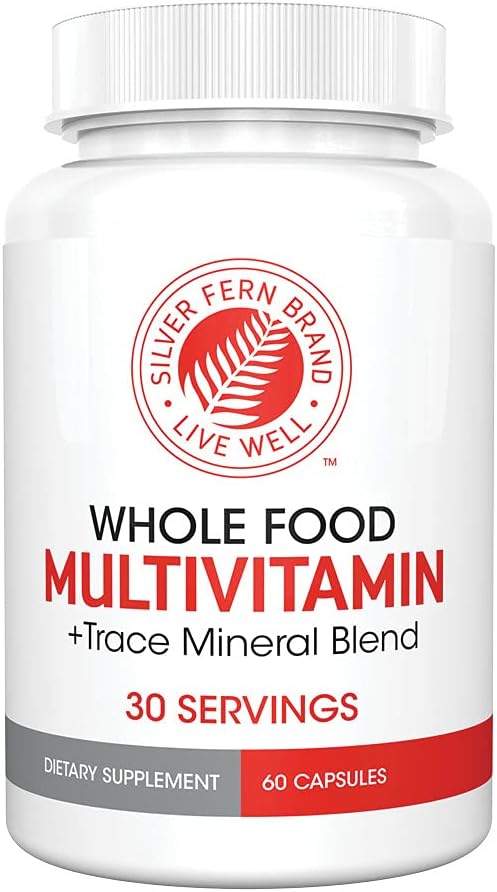 [BRSWGYA6OINRYFIV] Silver Fern Whole Food Daily Multi Vitamin w/Trace Mineral Blend Supplement - 1 Bottle - 60 Vegicaps - 30 Day Supply - Natural, Non-GMO, Vegan, Men's & Women's Multivitamin - Zero Synthetics