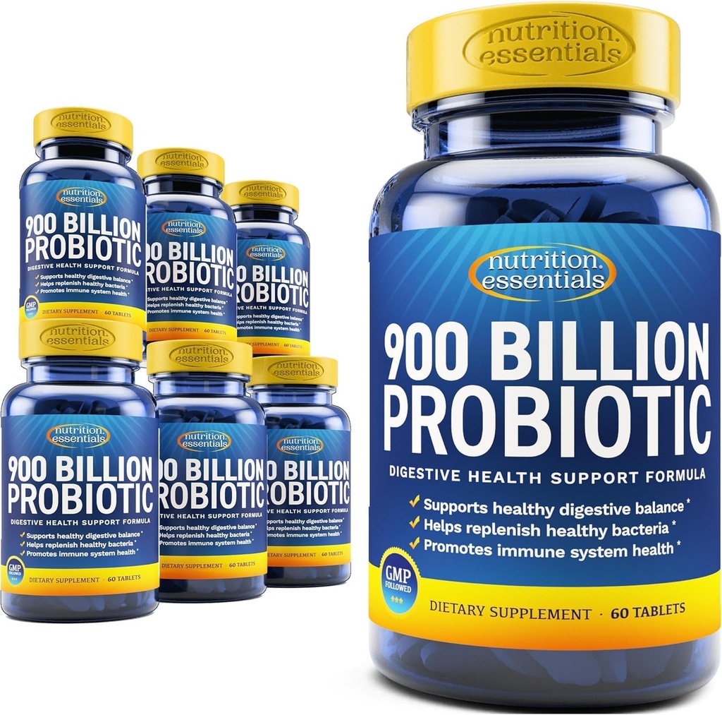 Nutrition Essentials Probiotics for Women and Men - with Lactase Enzyme and Prebiotic Fiber for Digestive Health - 7 Count of 60 Tablets