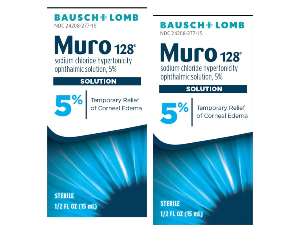 Muro 128 5% Sodium Chloride Hypertonicity Ophthalmic Solution, from Bausch + Lomb, 0.5 Fl Oz (15 mL) (Pack of 2)