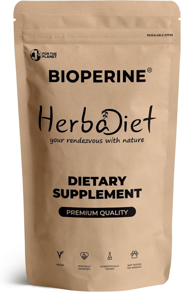 Bioperine Powder | Black Pepper Extract Powder Piperine 95% by HPLC | Bioavailability Enhancer, Boosts Nutrients Uptake | Gluten Free, Non-GMO Bulk Supplement (14 gram/ 0.5 oz)
