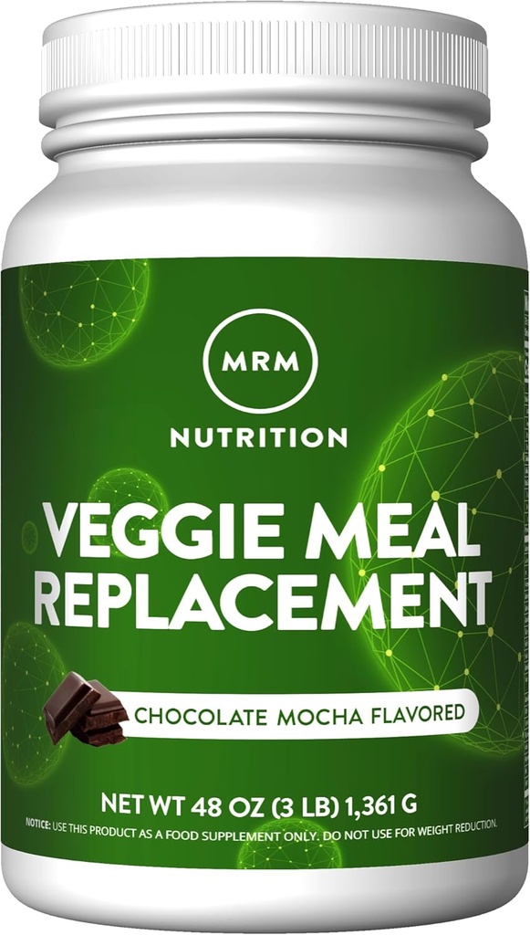 MRM Nutrition Veggie Meal Replacement Protein | Chocolate Mocha Flavored | 22g complete plant based protein | Meal on-the-go | Mediate hunger | Balanced macronutrient formula | 28 servings