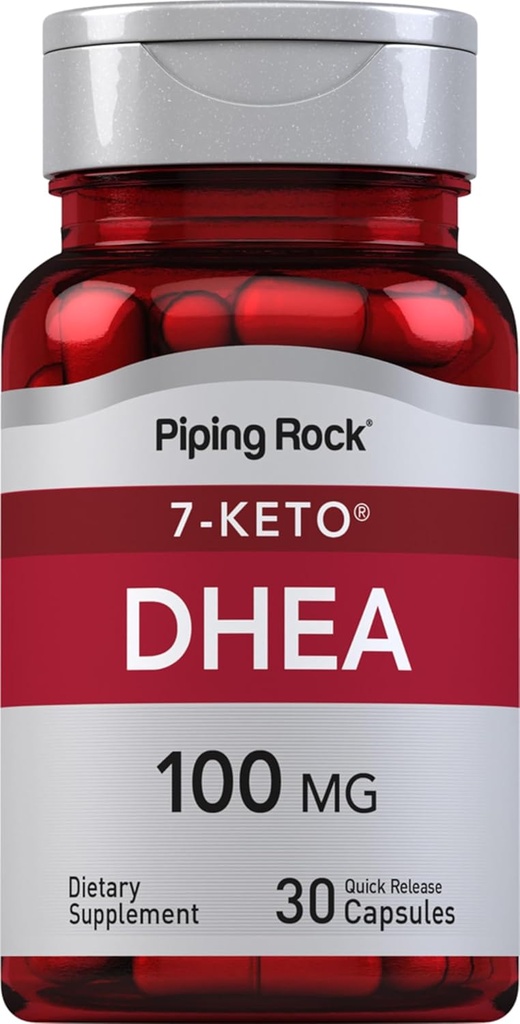 Piping Rock DHEA Supplement for Women and Men | 100mg | 30 Capsules | 7-Keto | Dehydroepiandrosterone | Non-GMO, Gluten Free