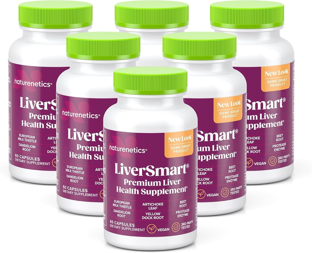 LiverSmart - Liver Cleanse & Repair Formula with European Milk Thistle, Silymarin, Artichoke, Dandelion, Yellow Dock Root, Beet Root - Supplement to Aid, Renew and Support Liver Health (6)