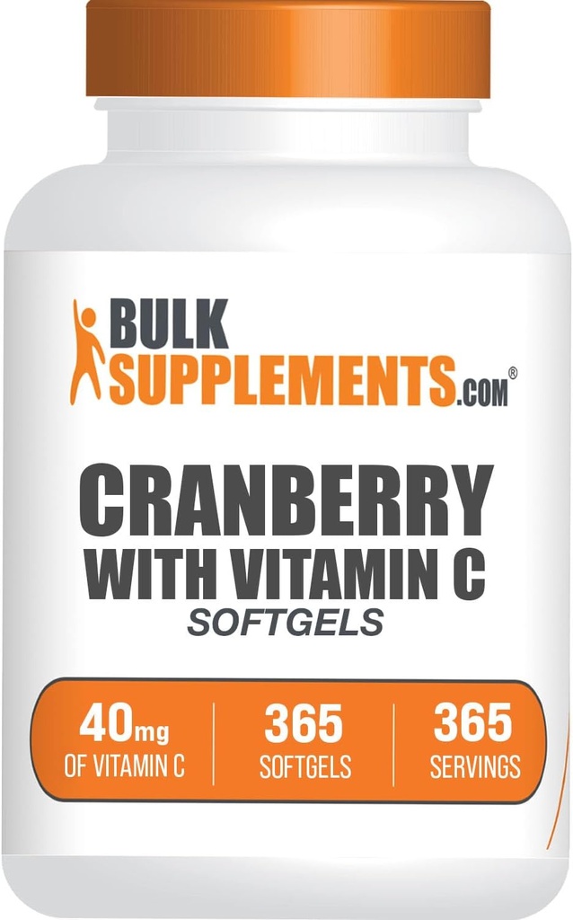 [BRSROFQPAQCGEFDA] BulkSupplements.com Cranberry with Vitamin C Softgels - Antioxidants Supplement, 40mg of Vitamin C - Gluten Free, 1 Softgel per Serving, 365 Count (Pack of 1)