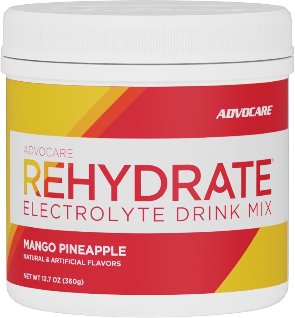 AdvoCare Rehydrate Electrolyte Drink Mix - Hydration & Recovery Drink with Sodium, Potassium & More - Mango Pineapple, 12.7 oz