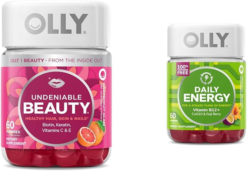 OLLY Undeniable Beauty Gummy, for Hair, Skin, Nails & Daily Energy Gummy, Caffeine Free, Vitamin B12, CoQ10, Goji Berry