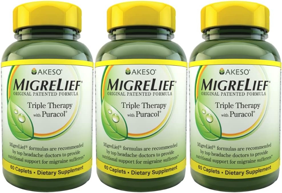 [BRSWKGYHB56WODT6] MigreLief Original Formula Triple Therapy with Puracol, 60 Count (Pack of 3)