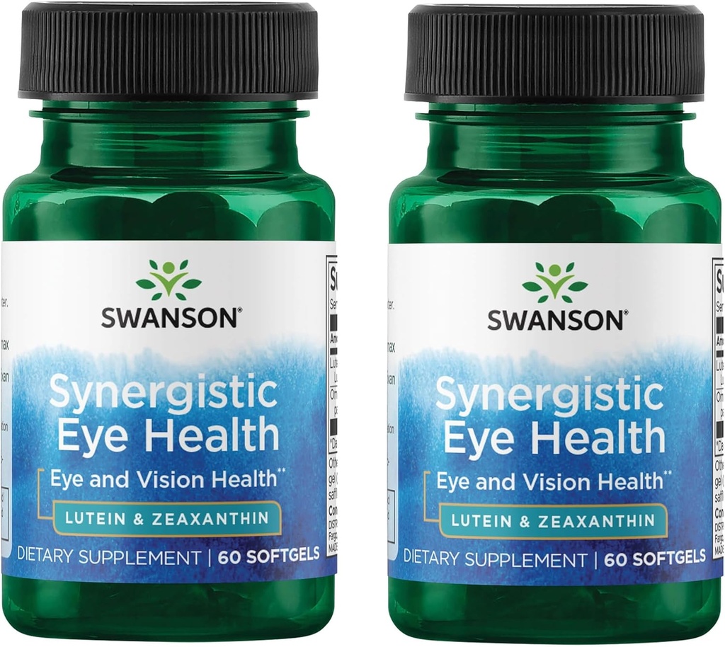 Swanson Lutein & Zeaxanthin Synergistic Eye Health Vision Retina Macula Supplement (Lutein 20 mg & OmniXan Zeaxanthin 2 mg) 60 Softgels Sgels (2 Pack)