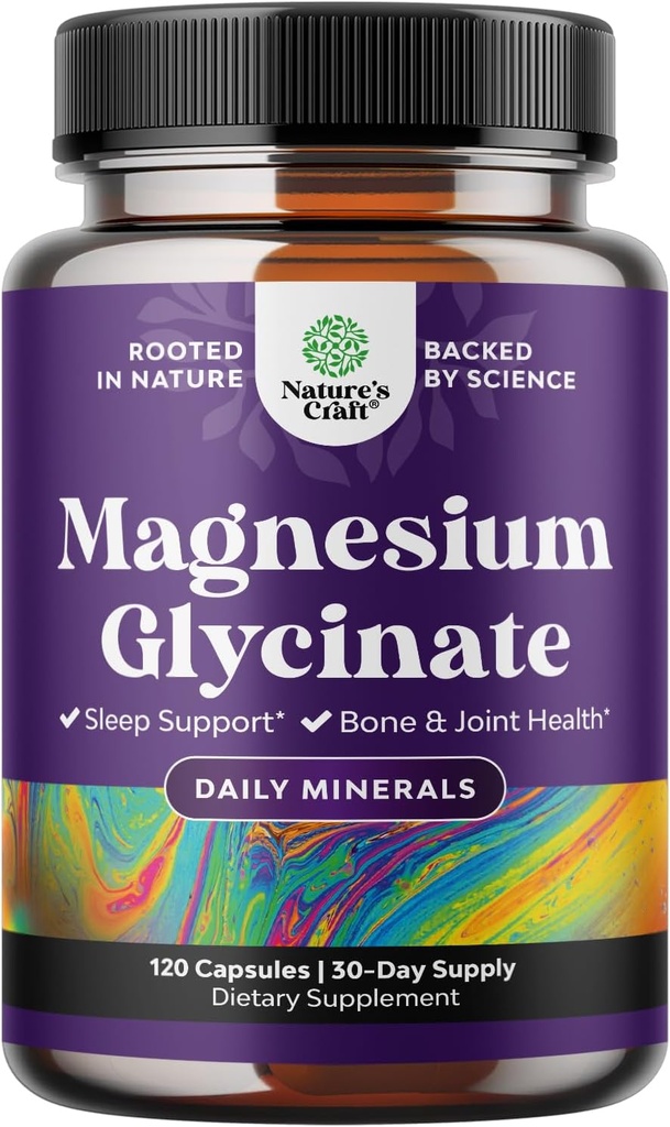 Pure Magnesium Glycinate Supplement 400mg Per Serving - Vegan High Absorption Chelated Magnesium Capsules for Women & Men with Elemental 400mg for Mood Sleep and Relaxation Support - 120 Count