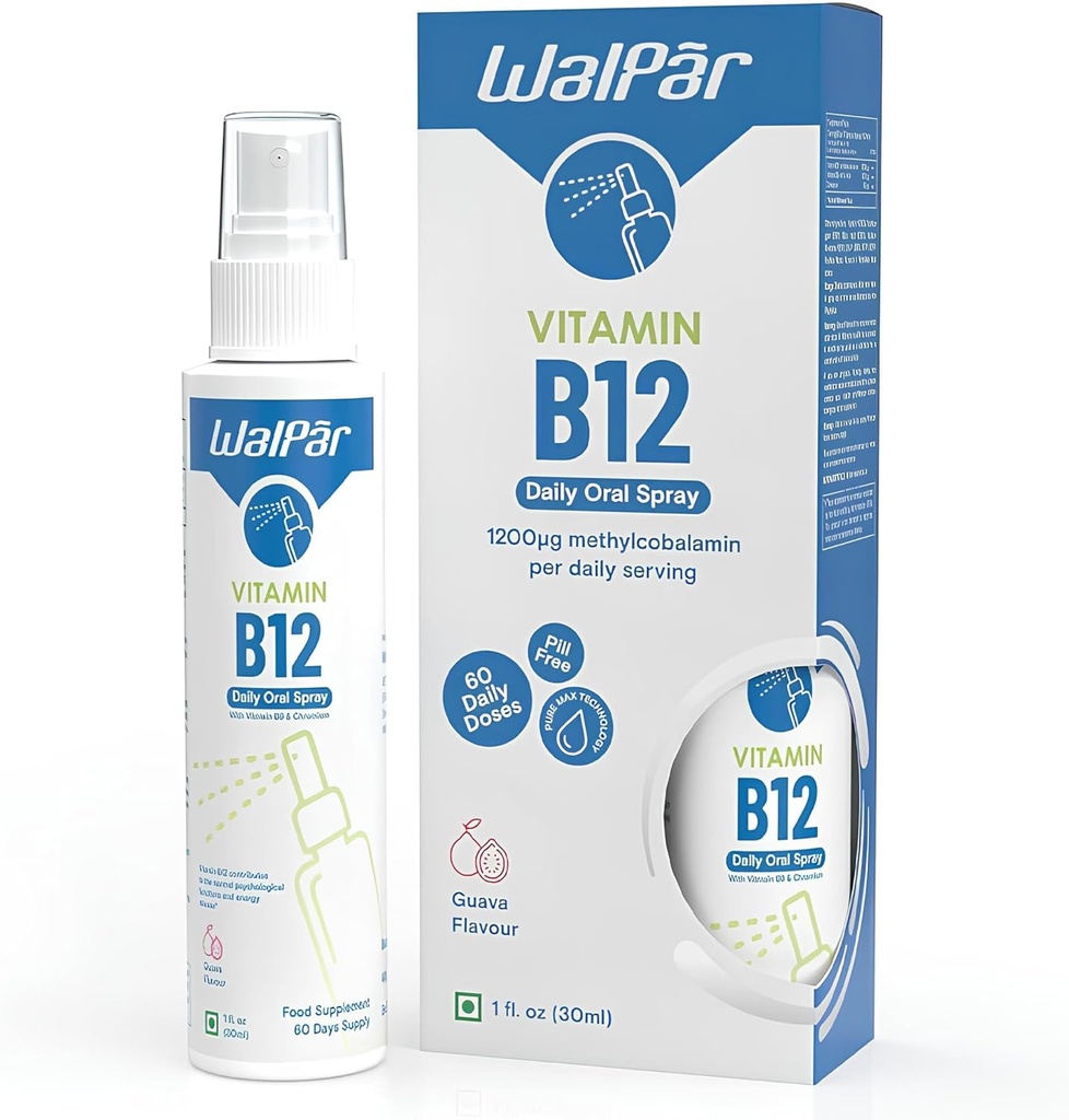 B12 Vitamin Spray (60 Doses) - 1200 Methylcobalamin B12 Spray Vitamin - Guava Flavor Vitamin B12 Spray - Vegan-Friendly Oral B12 Liquid Spray - Support Health w/Vitamin B 12 Spray