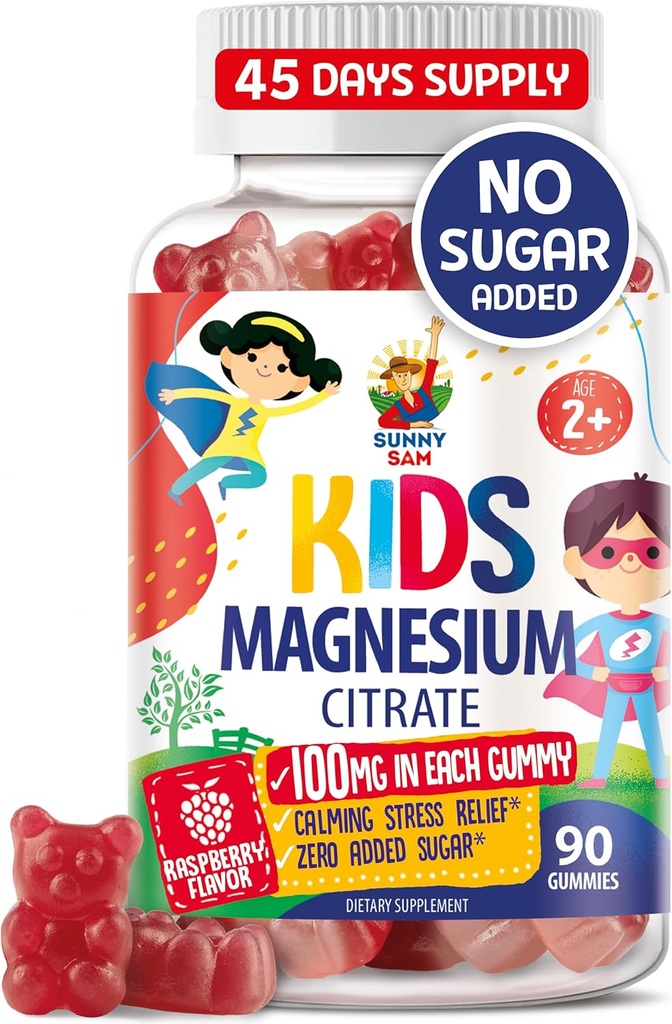 Magnesium Gummies for Kids & Adults - 100mg - Calm Magnesium Chews - Magnesium Citrate Chewable Supplement for Mood & Muscle Support - 90 Gummies