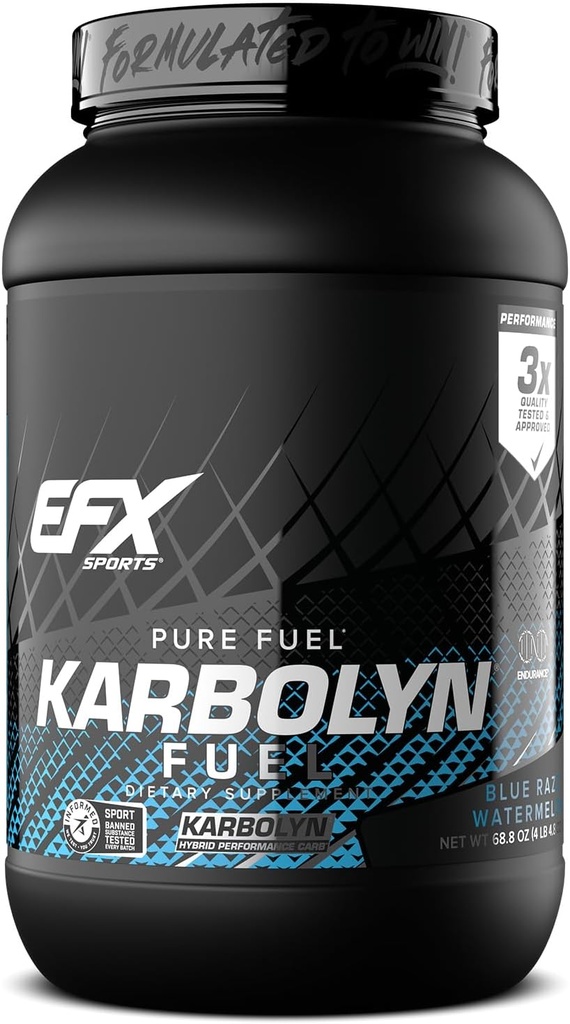 EFX Sports Karbolyn Fuel | Fast-Absorbing Carbohydrate Powder | Carb Load, Sustained Energy, Quick Recovery | Stimulant Free | 36 Servings (Blue Razz Watermelon)