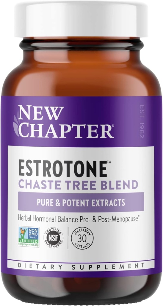 New Chapter Menopause Supplement - Estrotone Herbal Hormone-Balance Blend with Black Cohosh to Reduce Hot Flashes & Night Sweats - 30 ct Vegetarian Capsule