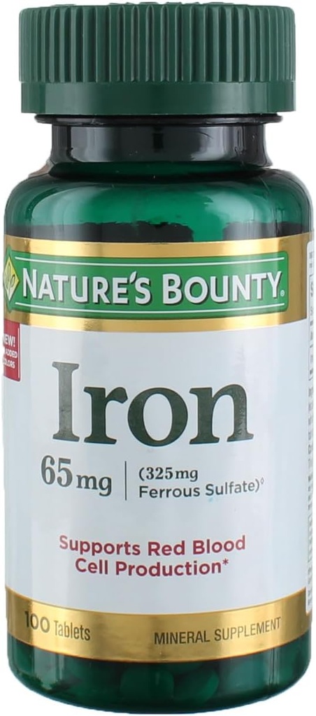 Nature's Bounty Iron 65 Mg. Ferrous Sulfate, 100-Count