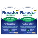 Florastor Advanced Gas and Bloat Probiotic, Digestive Enzymes and Botanicals, Plus Probiotics for Digestive Health, 30 Capsules (Pack of 2)