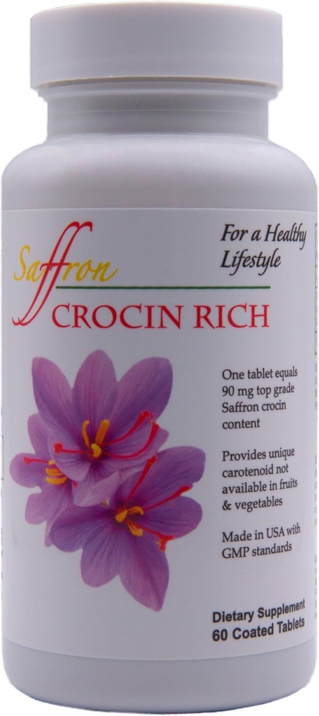 Crocin Rich – 7.5 mg Crocin (Key Saffron Active) + Lutein & Zeaxanthin Eye Supplement – Vision, Macular & Retinal Health, Ocular Pressure Support – Clinically Researched – Made in USA – 60 Tablets
