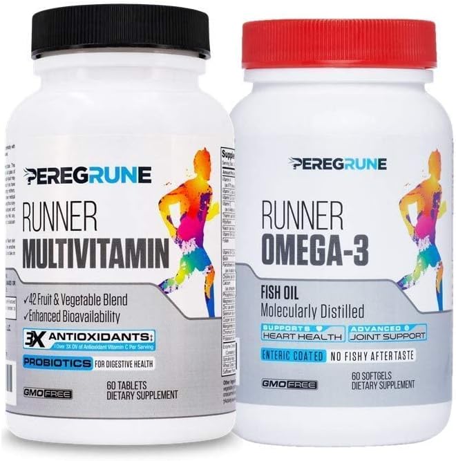 Runner Multivitamin & Omega 3 Bundle (1 Month Supply) | Antioxidants for Health & Recovery | Vitamin B Complex for Endurance, Energy, VO2 Max | Joints & Heart: 1,000mg Fish Oil